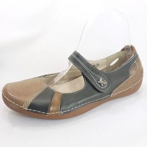 Spring Step  Kingston Tan Teal Leather Mary Jane Comfort Shoes